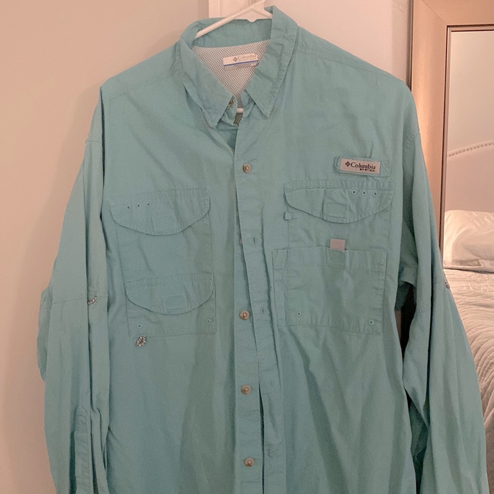 Columbia PFG Fishing Shirt Teal long sleeve